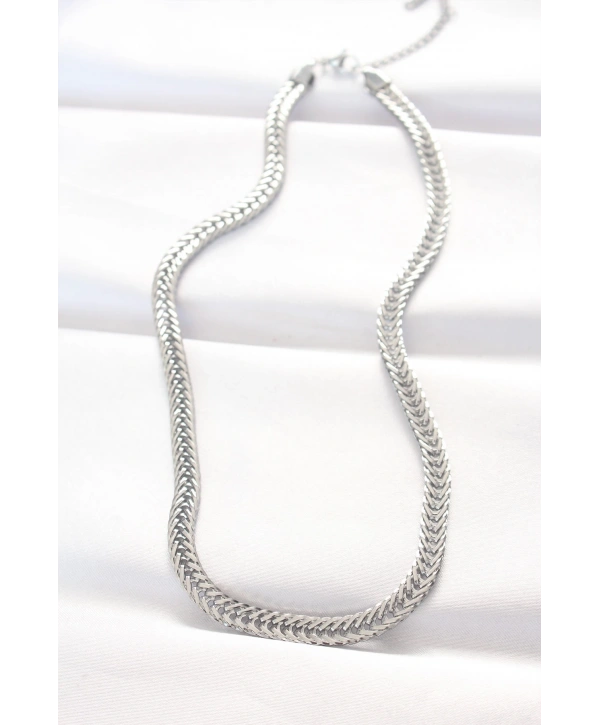 316L Çelik Silver Renk Balık Sırtı Zincir Kolye
