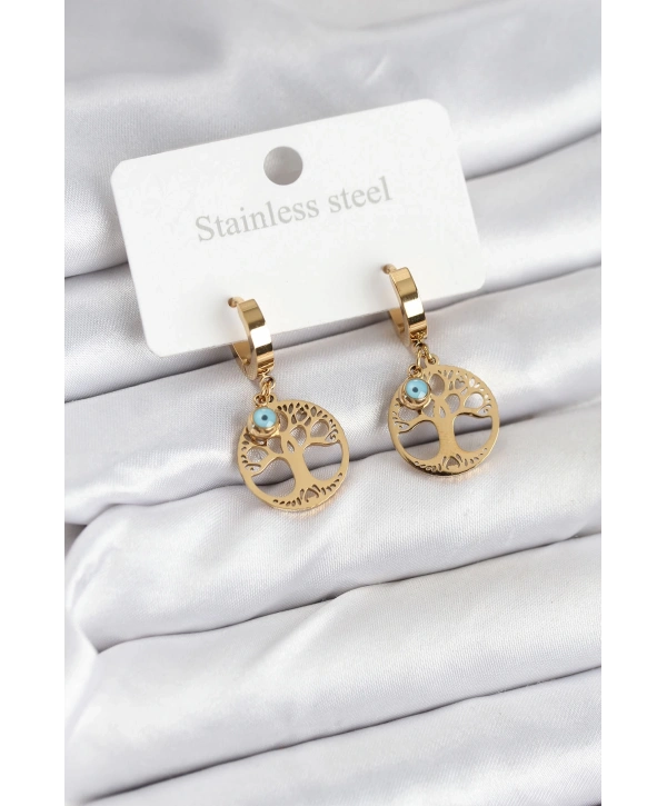 316L Çelik Yaşam Ağacı Model Kadın Küpe