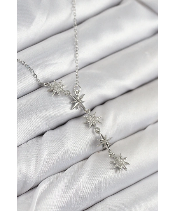 316L Çelik Yıldız Model Gümüş Renk Kadın Kolye