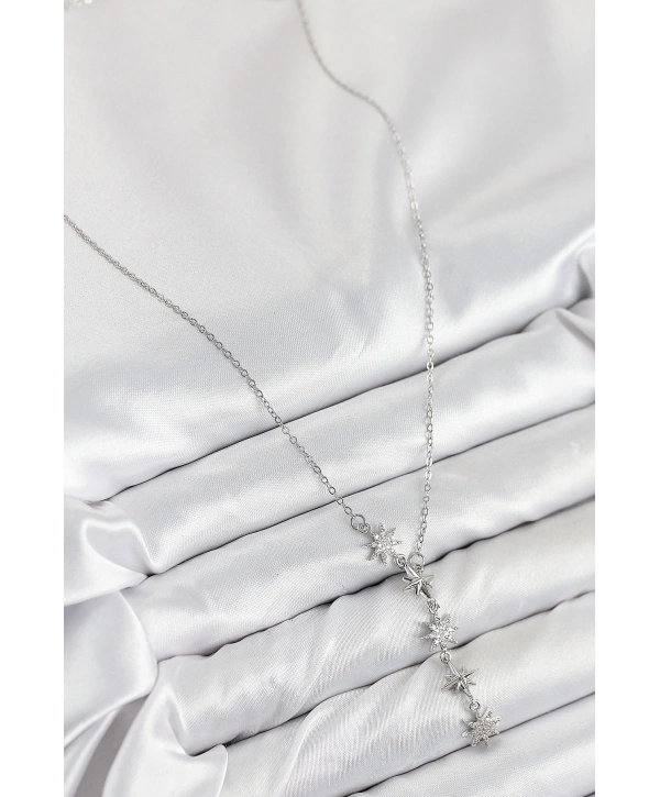 316L Çelik Yıldız Model Gümüş Renk Kadın Kolye