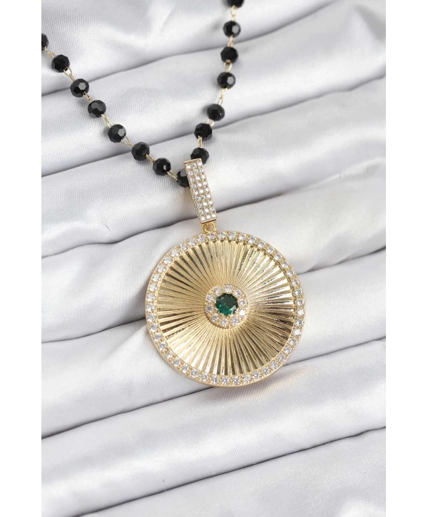 316L Çelik Zincir Kristal Boncuklu Kadın Kolye