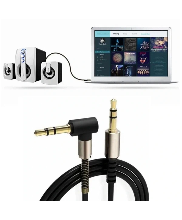 3.5mm AUX Kablosu Jak Erkek Erkek L Tipi 1 Metre Ses Aktarım Kablosu (5047)