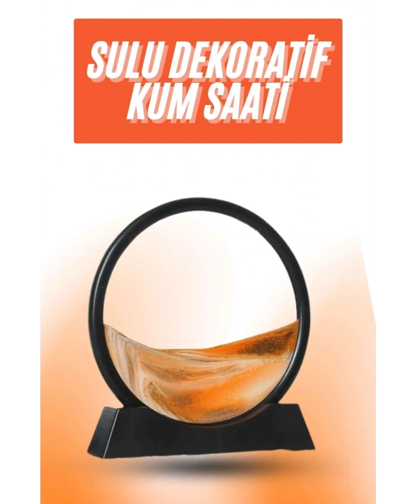 3D LED Işıklı Kum Saati Gece Lambası Hareketli Sulu Kum Saati Orta Boy