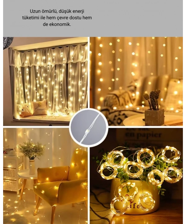 3x3 Metre Perde LED Işık – Parti ve Bahçe Dekorasyonu