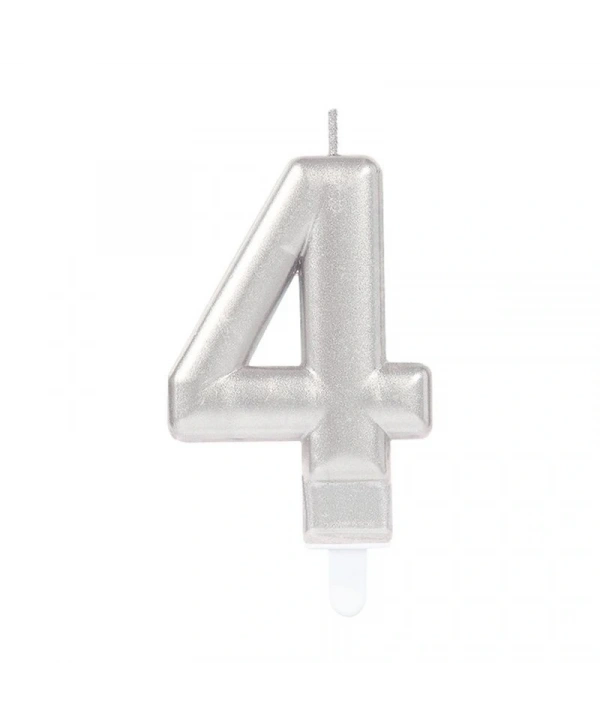 4 Rakam Mum Gümüş Renk (5047)