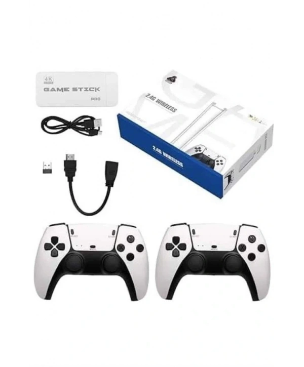 4K HD Görüntü Kaliteli Retro Game Stick 20000 Oyunlu Çift Kollu Beyaz Game Stick