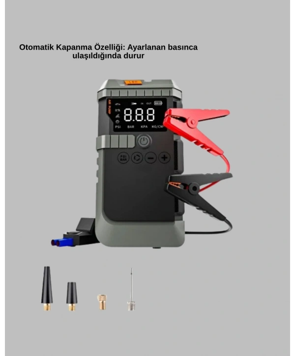 4’ü 1 Arada Powerbank Özellikli Araç Akü Şarj Takviye Cihazı