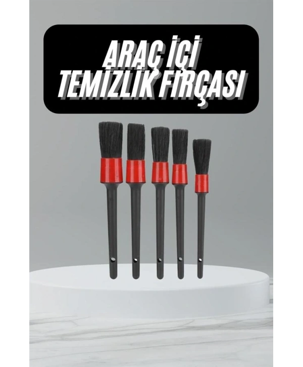 5 Adet Oto Detaylı Temizleyici Araç İçi Temizlik Fırça Seti Koltuk Döşeme Kapı Toz Alma Fırçası