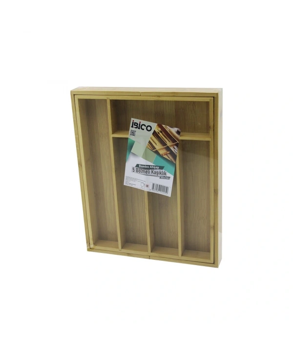 5 BÖLMELİ AHŞAP BAMBU KAŞIKLIK  30X34CM (5047)