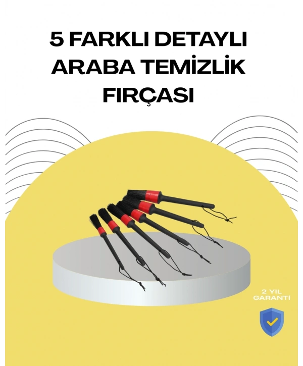5 Boy Fırçalı Araba Temizlik Seti-Derin Temizlik Sağlayan Yumuşak Fırçalar