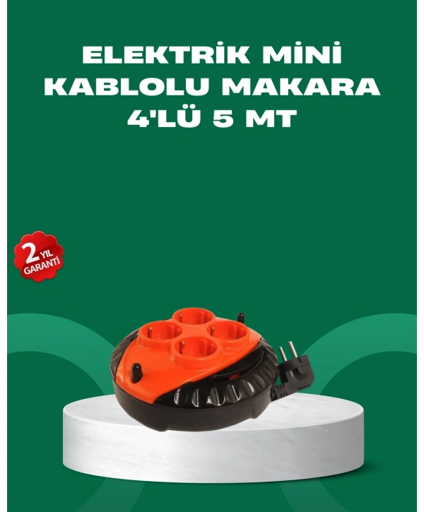 5 Metre Kablolu 4’lü Kırmızı Priz Makara