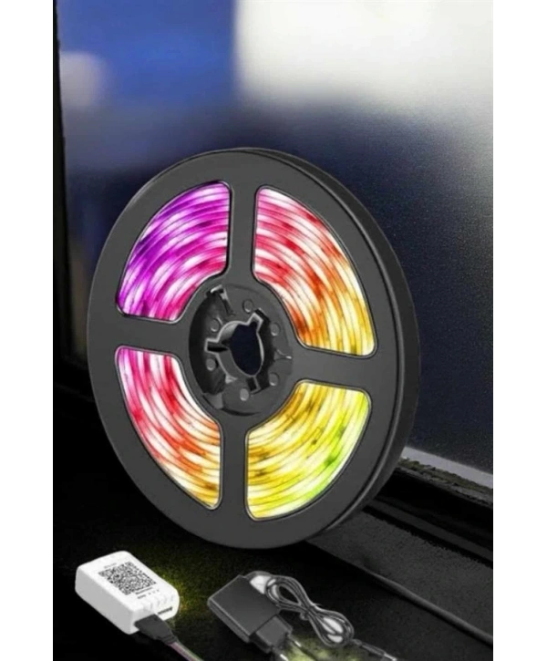 5 Metre Şerit Led RGB Işıklı Kumandalı Güç Adaptörü Her Ortama Uygun
