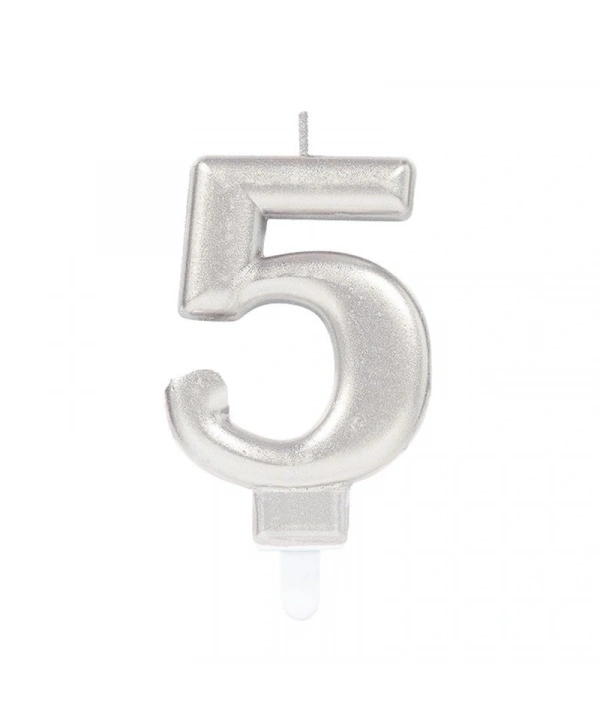 5 Rakam Mum Gümüş Renk (5047)