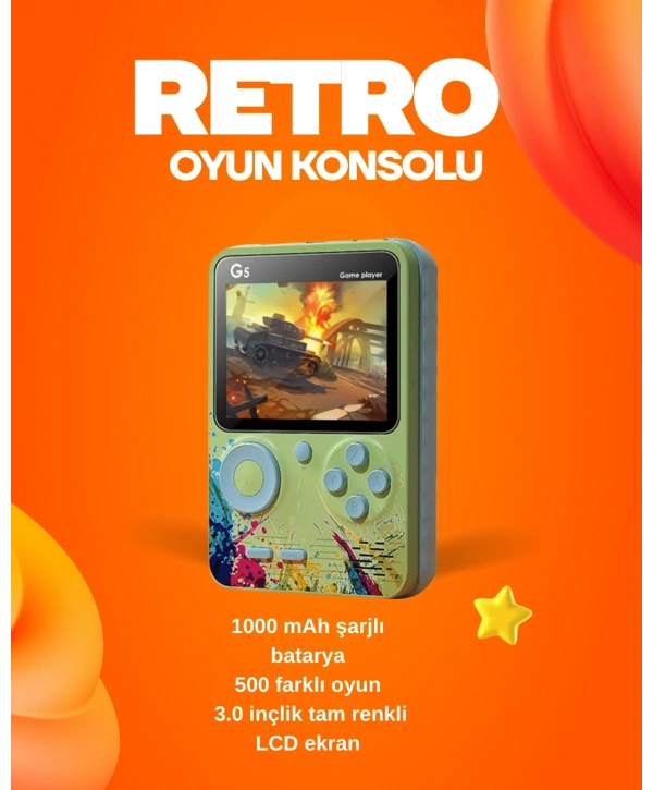 500 Oyun Hafızalı G5 Game Box – Renkli LCD Ekranlı