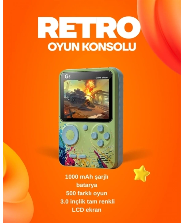 500 Oyun Hafızalı G5 Game Box – Renkli LCD Ekranlı