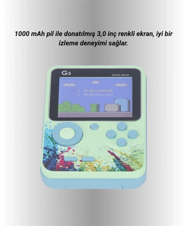 500 Oyun Hafızalı G5 Game Box – Renkli LCD Ekranlı