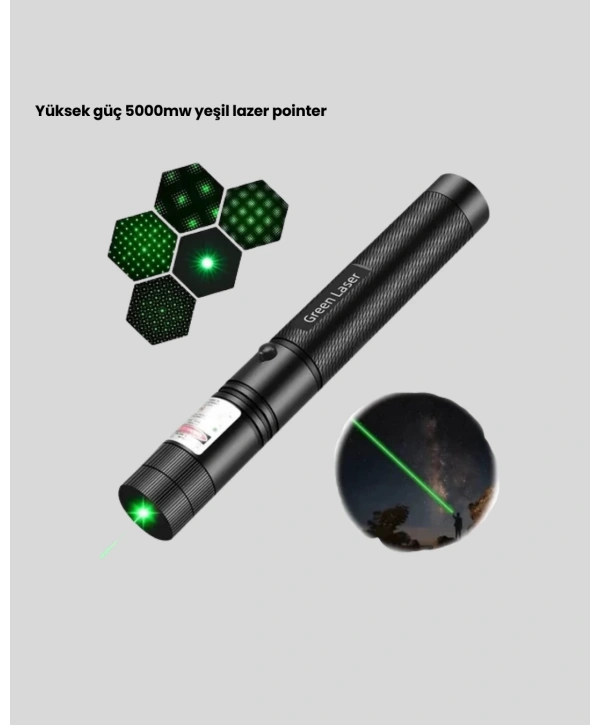 5000mW Yeşil Lazer Pointer Profesyonel Uzun Menzilli