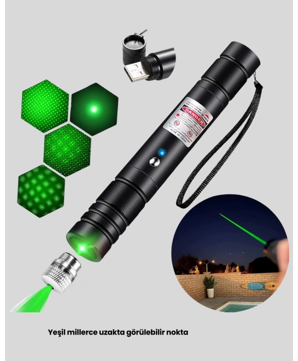 5000mW Yeşil Lazer Pointer Profesyonel Uzun Menzilli