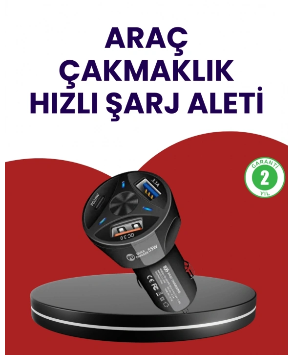 55W PD ve Quick Charge 3.0 Destekli Polygold Araç Şarj Adaptörü