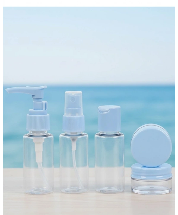 5’li Seyahat Dolum Şişe Seti 30 ml Şeffaf Taşıma Çantalı