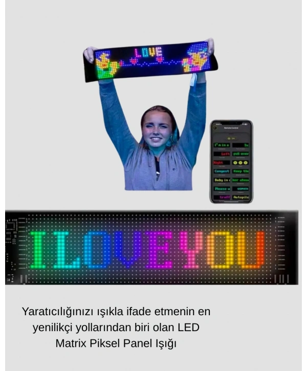 5V USB Akıllı Piksel LED Panel – Mobil Uygulama Kontrollü, Renkli Işık Efektli