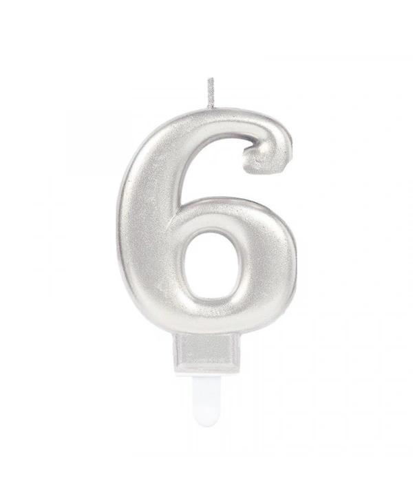 6 Rakam Mum Gümüş Renk (5047)