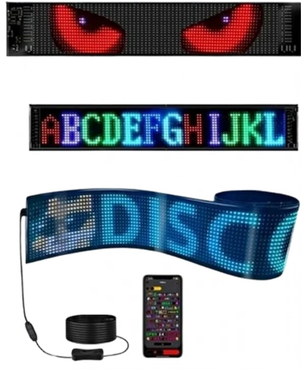 60 cm LED Matrix Panel 16x96 Piksel Bluetooth Kontrollü RGB Kayan Yazı Ekranı