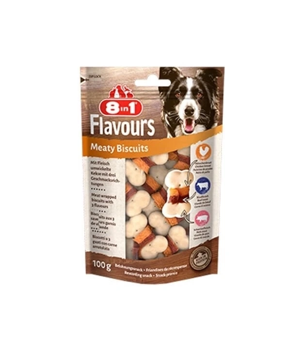 8in1 Flavours Meaty Biscuits Kıtır Köpek Ödül Maması 100 Gr