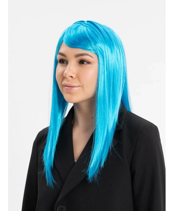 Açık Mavi Renk Uzun Düz Parti Peruğu (5047)