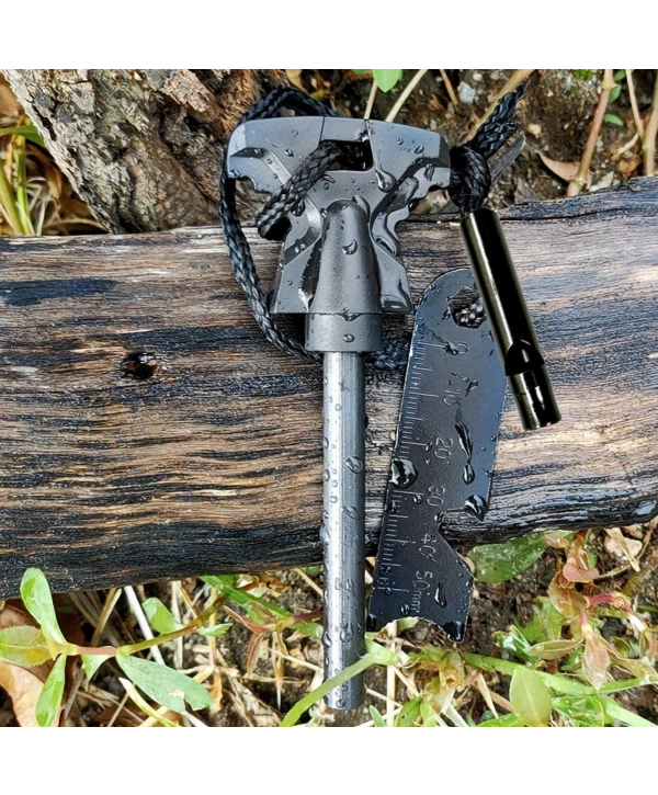 Acil Durum Magnezyum Çubuk Çakmaktaşı Hayatta Kalma Ateş Başlatıcı Çakmak Kiti Düdük Hediyeli (5047)