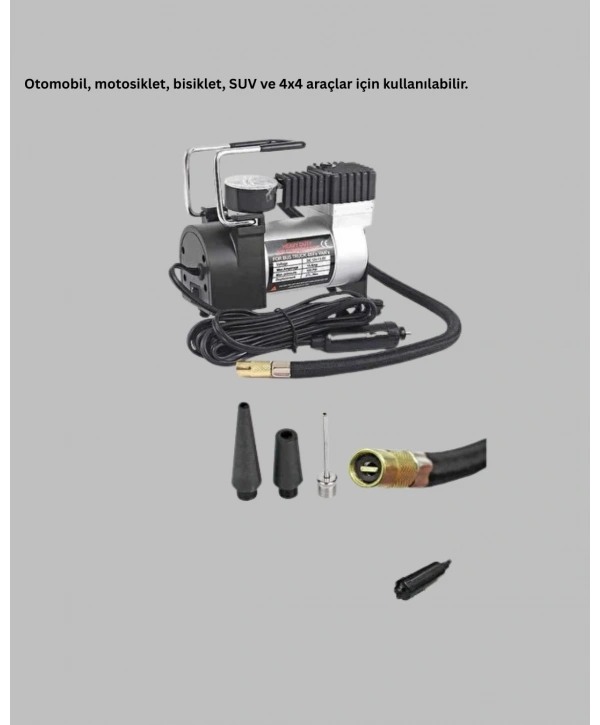 Ağır Hizmet Tipi Oto Kompresör 140 PSI Manometreli