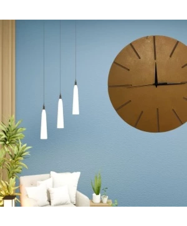 Ahşap Minimal Dekoratif Duvar Saati - 33x33 Cm Açık Kahverengi