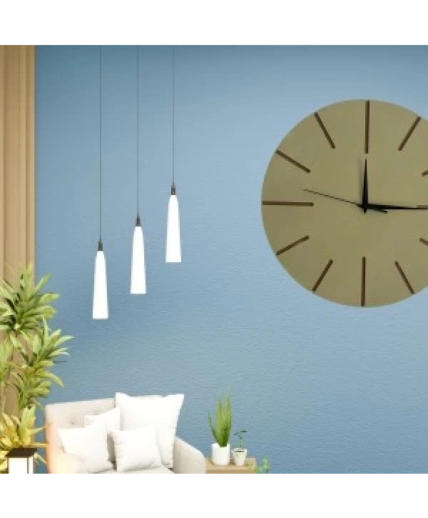 Ahşap Minimal Dekoratif Duvar Saati - 33x33 Cm Bej