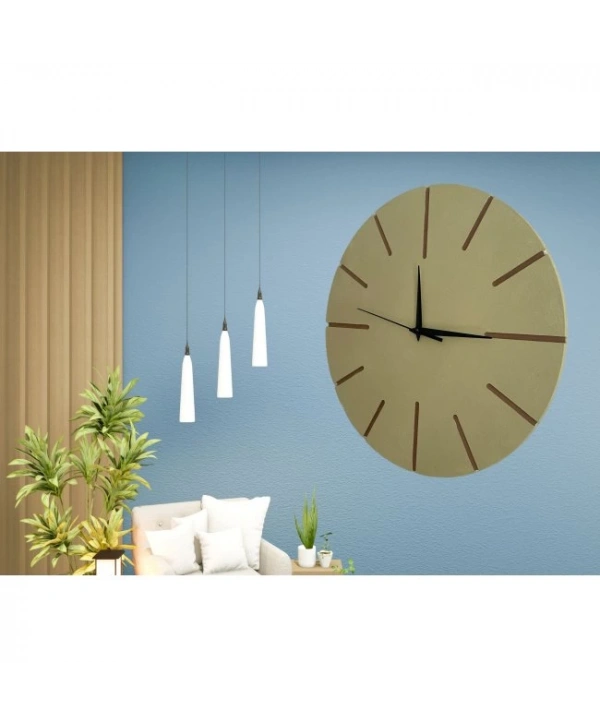 Ahşap Minimal Dekoratif Duvar Saati - 33x33 Cm Bej