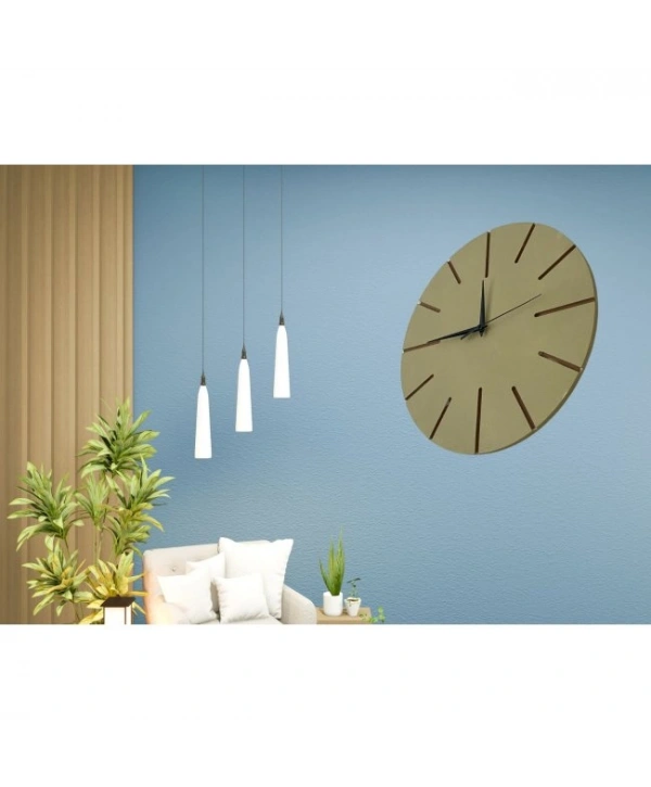 Ahşap Minimal Dekoratif Duvar Saati - 33x33 Cm Bej