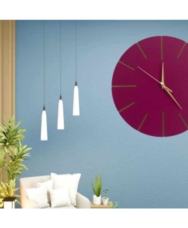 Ahşap Minimal Dekoratif Duvar Saati - 33x33 Cm Fuşya