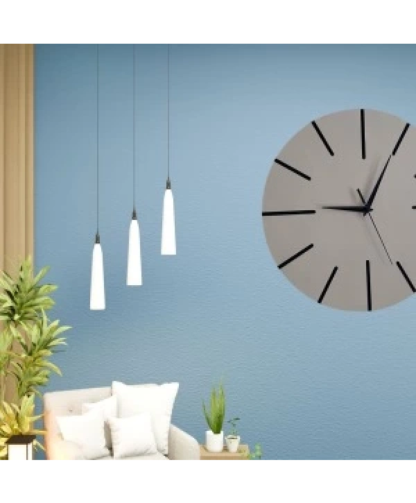 Ahşap Minimal Dekoratif Duvar Saati - 33x33 Cm Gri