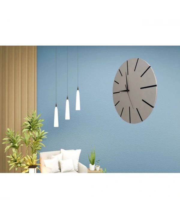 Ahşap Minimal Dekoratif Duvar Saati - 33x33 Cm Gri