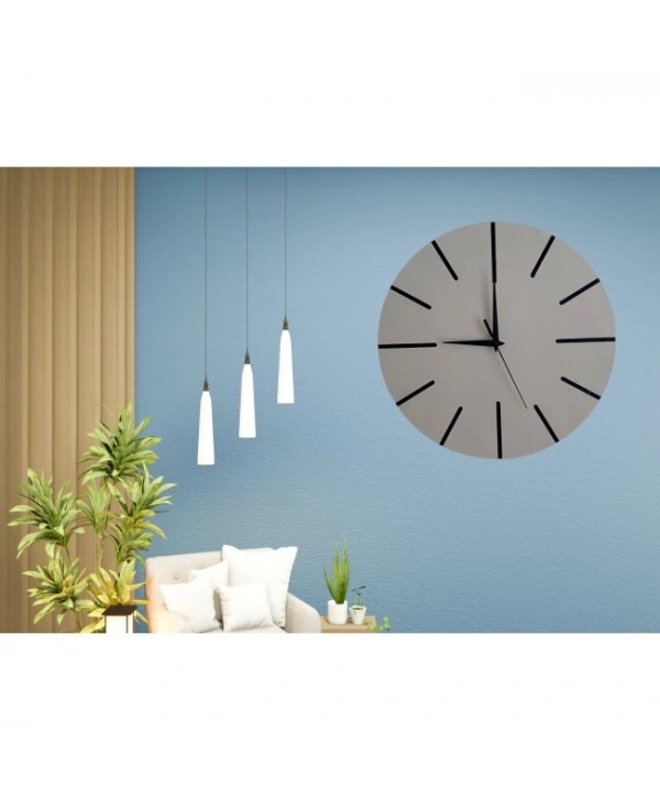 Ahşap Minimal Dekoratif Duvar Saati - 33x33 Cm Gri