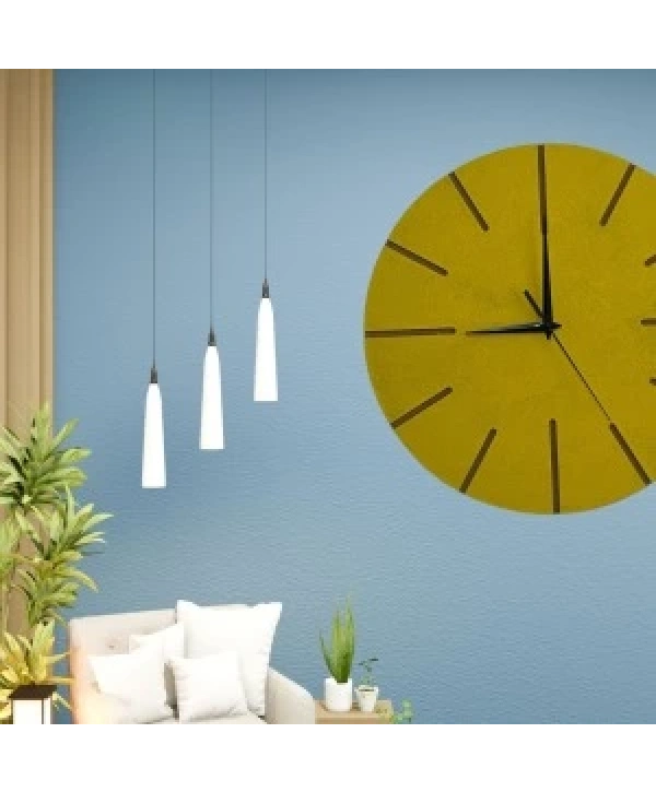 Ahşap Minimal Dekoratif Duvar Saati - 33x33 Cm Hardal