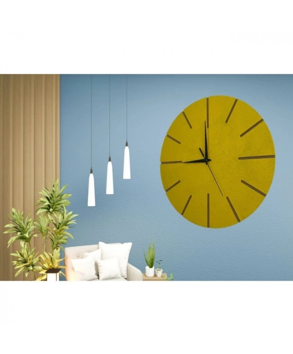 Ahşap Minimal Dekoratif Duvar Saati - 33x33 Cm Hardal