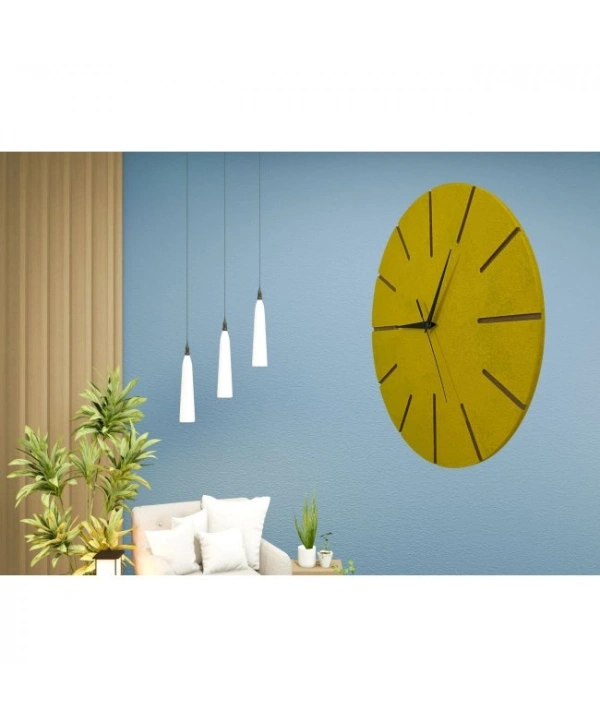 Ahşap Minimal Dekoratif Duvar Saati - 33x33 Cm Hardal