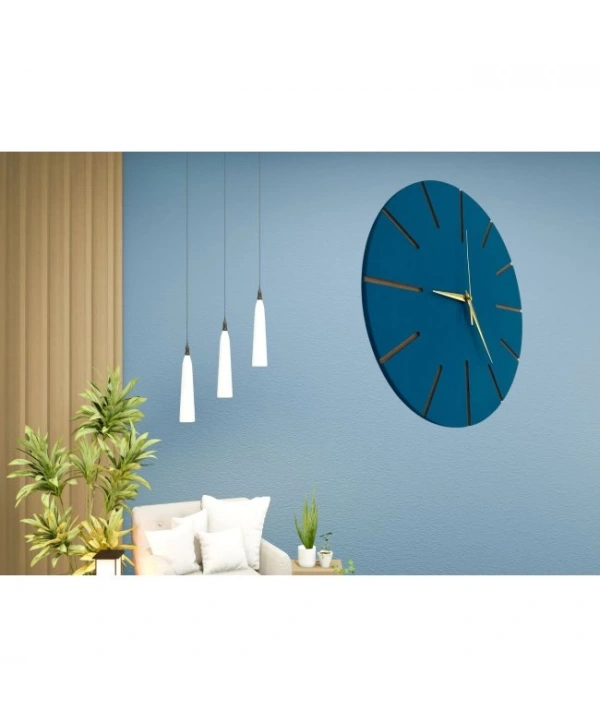 Ahşap Minimal Dekoratif Duvar Saati - 33x33 Cm İndigo