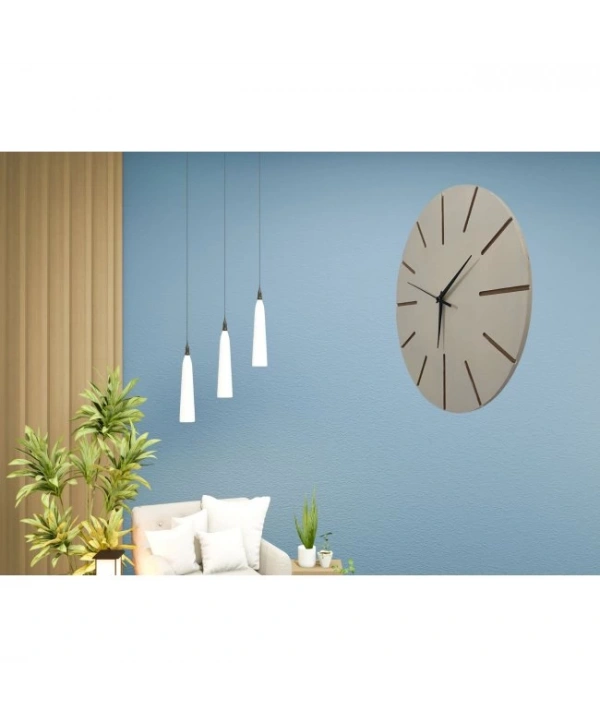 Ahşap Minimal Dekoratif Duvar Saati - 33x33 Cm Krem