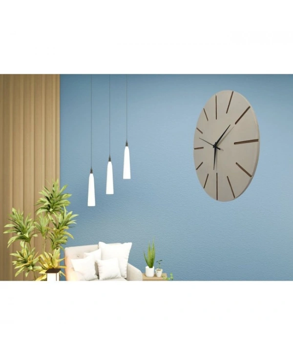 Ahşap Minimal Dekoratif Duvar Saati - 33x33 Cm Krem