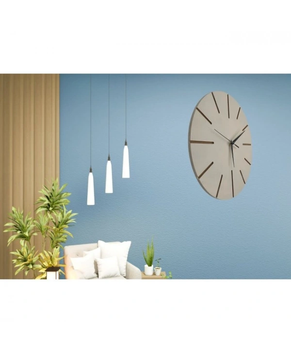 Ahşap Minimal Dekoratif Duvar Saati - 33x33 Cm Krem