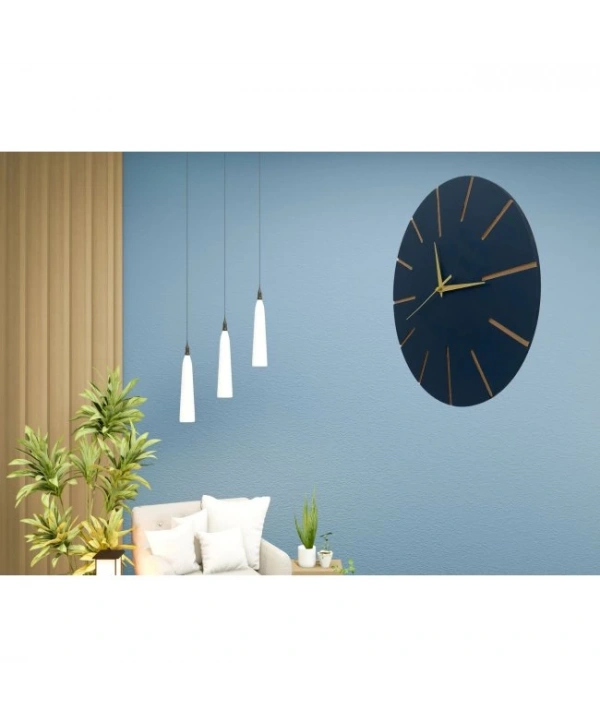 Ahşap Minimal Dekoratif Duvar Saati - 33x33 Cm Lacivert