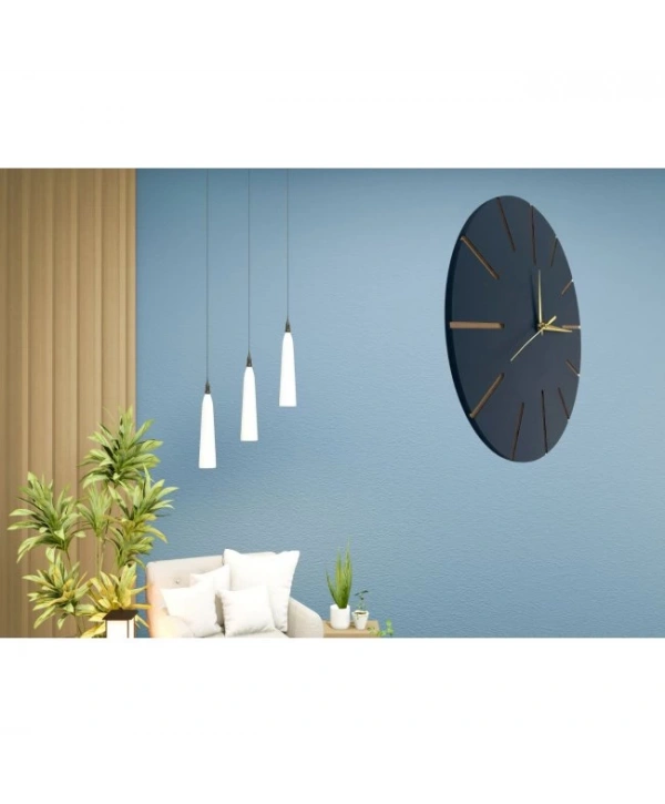 Ahşap Minimal Dekoratif Duvar Saati - 33x33 Cm Lacivert