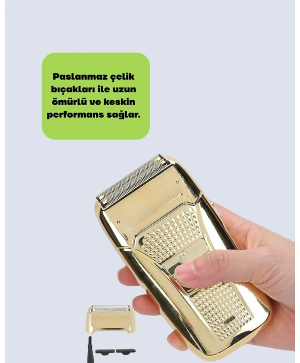 Altın Kaplama Kablolu Erkek Tıraş Makinesi Favori Aparatlı