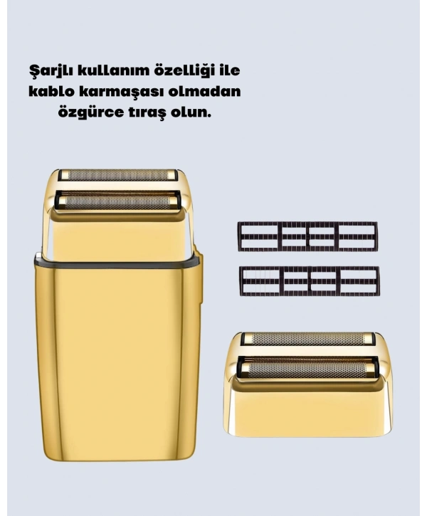 Altın Renk Kablolu Sakal Tıraş Makinesi Çelik lı 3W Motor